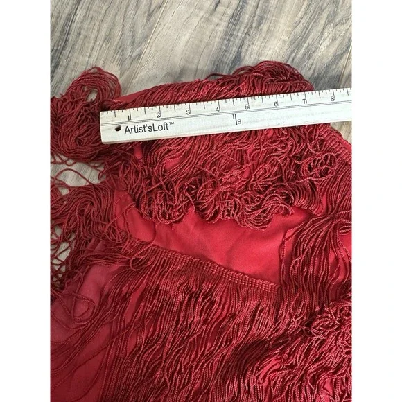 Cheryl Kaye Vintage Women's 16 Red Flapper Sleeveless‎ Tassels Fringe Dress USA - Picture 6 of 10